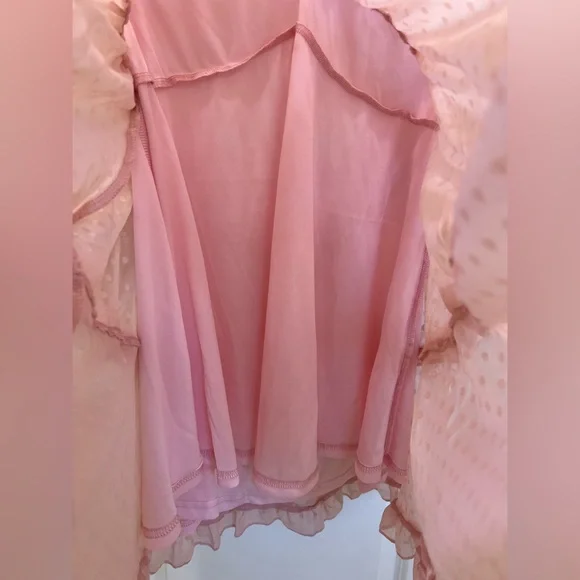 Dusty Pink Swiss Dot Mini Dress with Ruffles – Size Large - Picture 7 of 15